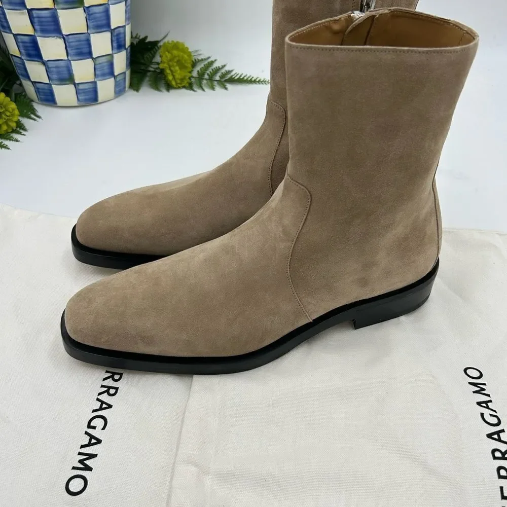 Men’s Salvatore Ferragamo suede Gerald ankle boots size 8.5 EE made in Italy